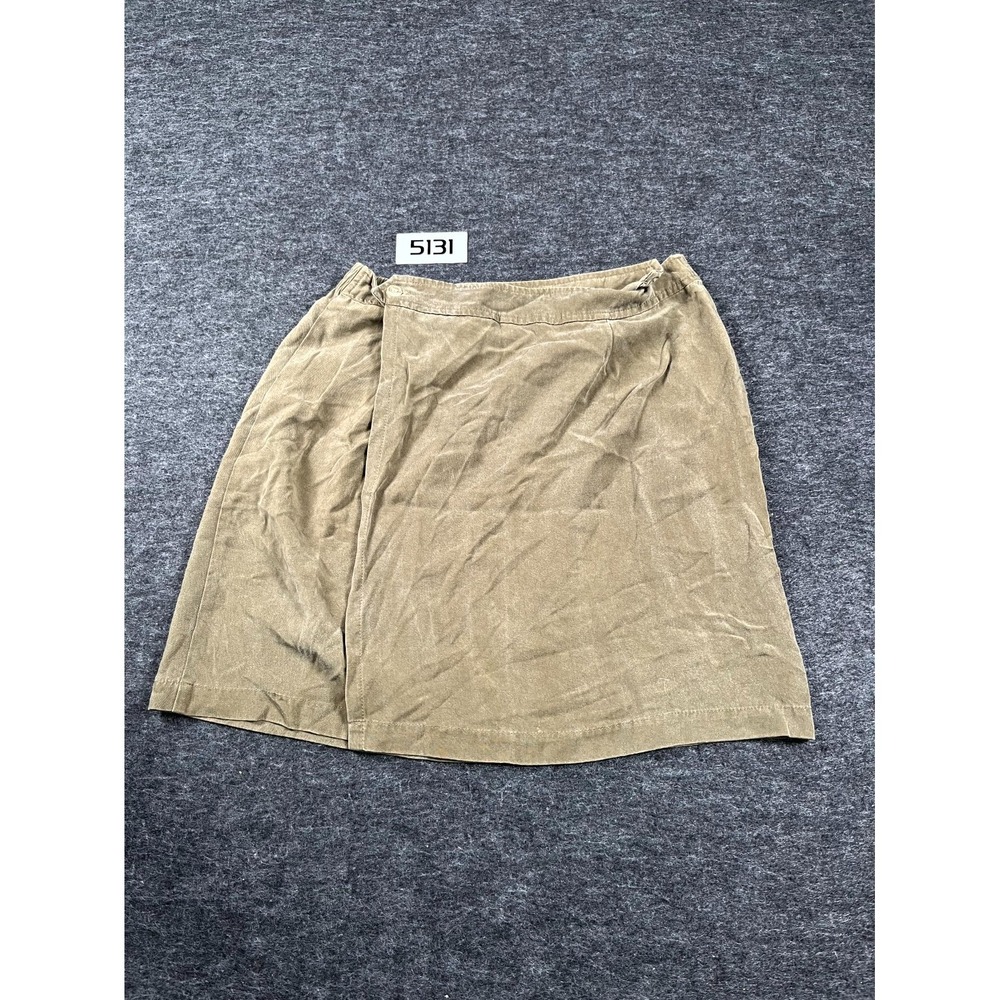 Apostrophe‎ Wrap Skirt Womens Large Brown Tencel Elastic Waist Casual Outdoor